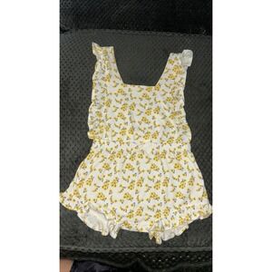 24m Oliver & Rain yellow, and white floral ruffle BoHo romper